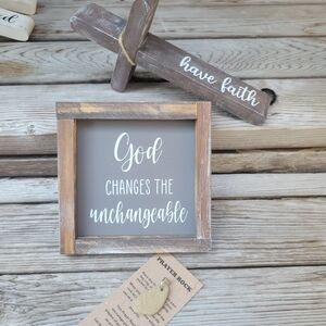 Prayer Rock, Wood Self Standing Or Hanging Framed Spiritual Quote, Wooden Cross